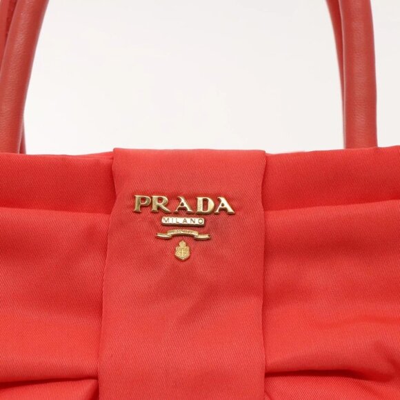 PRADA Hand Bag Nylon Orenge Sunset Gold Auth 94395 - Picture 11 of 14